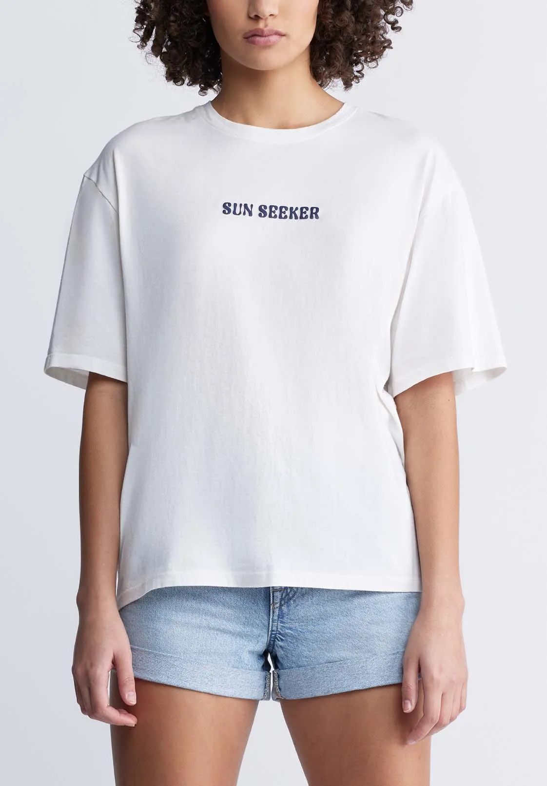 Abbey Women's Oversized Printed T-Shirt in White - KT0136P