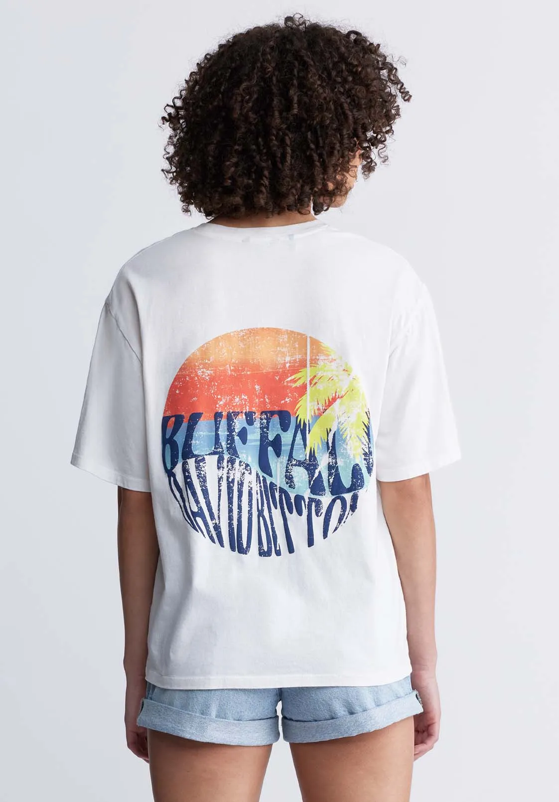 Abbey Women's Oversized Printed T-Shirt in White - KT0136P