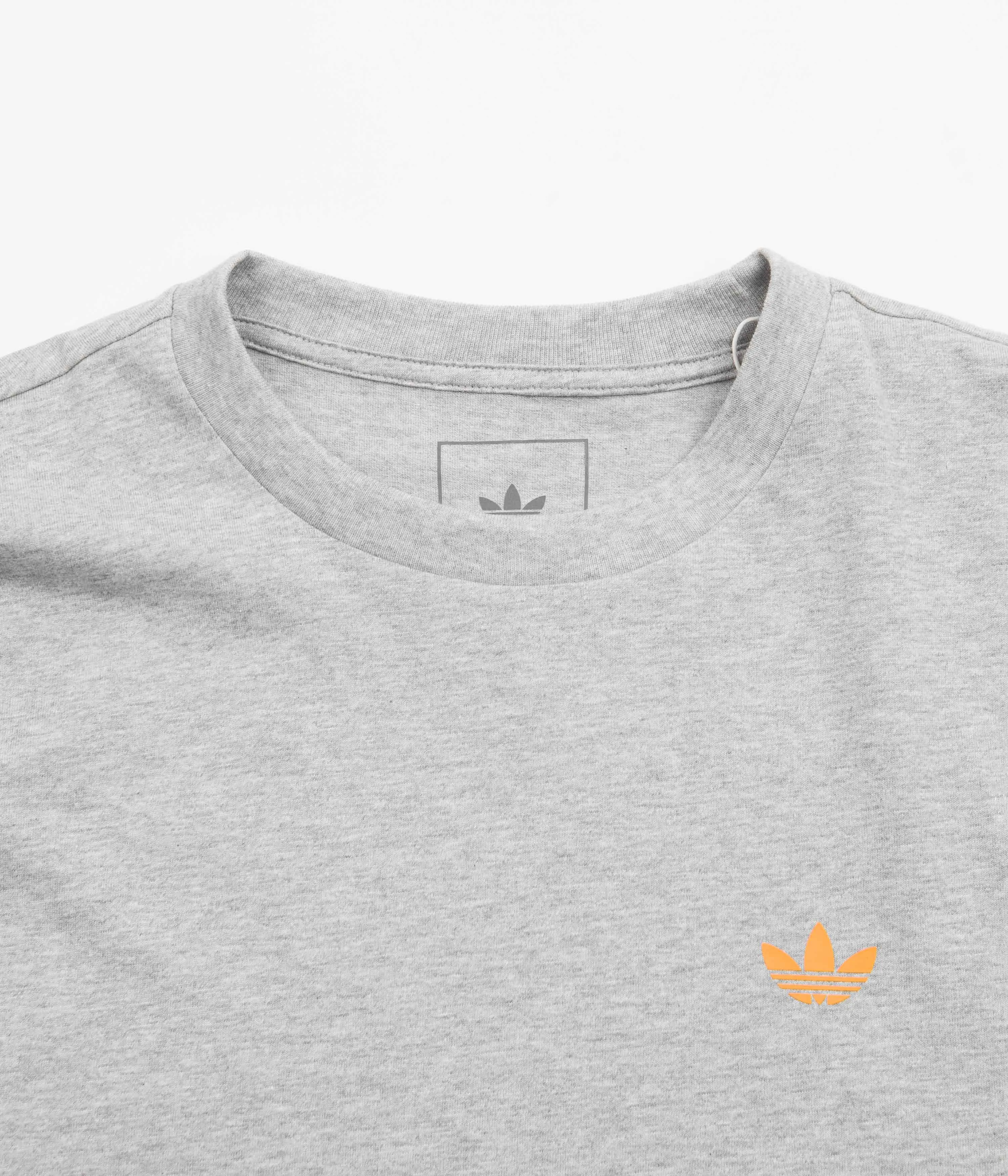 Adidas 4.0 Logo T-Shirt - Medium Grey Heather / Orange Rush