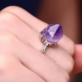 Adjustable Raw Natural Amethyst Ring