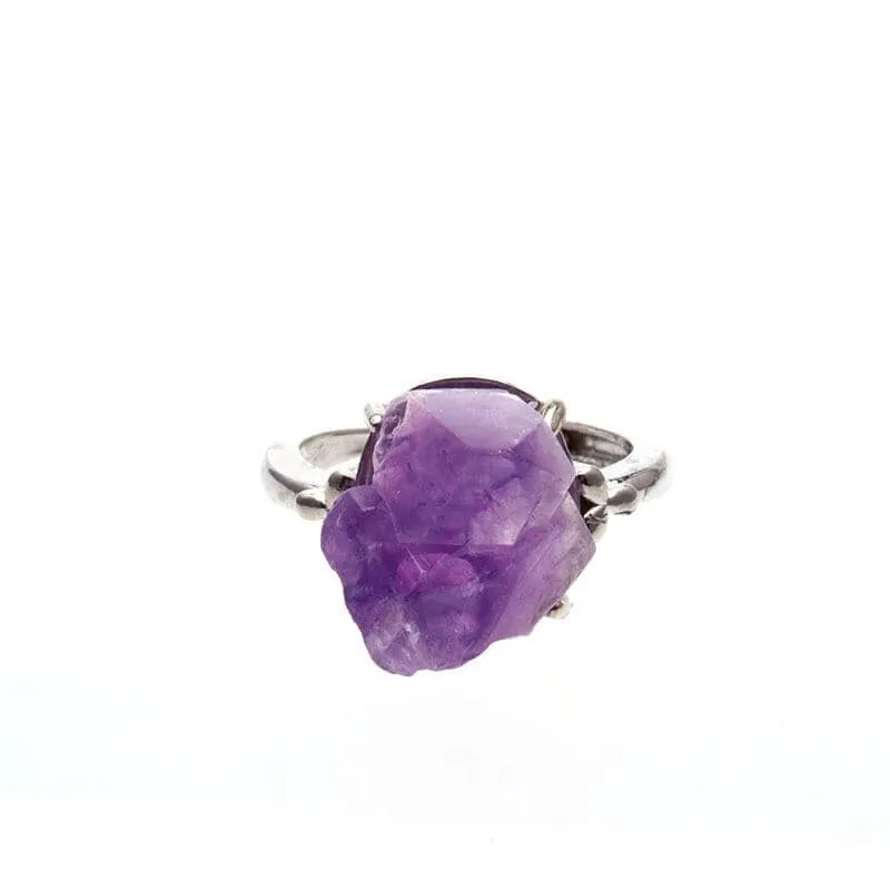 Adjustable Raw Natural Amethyst Ring