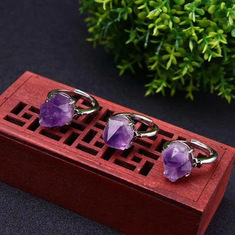 Adjustable Raw Natural Amethyst Ring