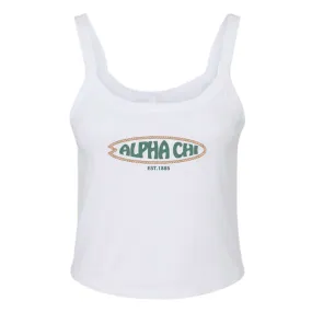 Alpha Chi Omega Beachy Trail Women's Micro Rib Spaghetti Strap Tank Top