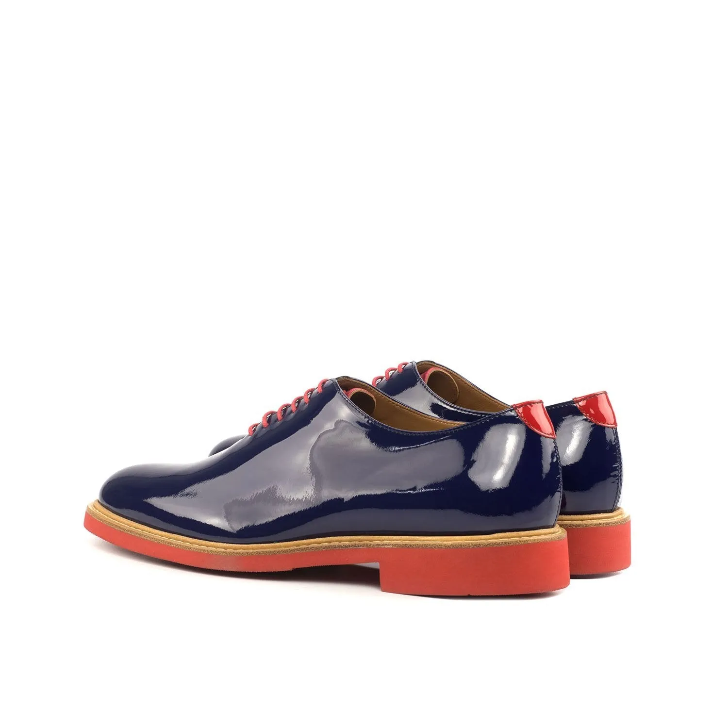 Ambrogio Bespoke Custom Men's Shoes Red & Cobalt Blue Suede / Patent Leather Oxfords (AMB1868)