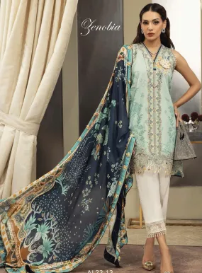 Anaya By Kiran Chaudhry Embroidered Lawn Unstitched 3 Piece Suit - AL23-13 ZENOBIA