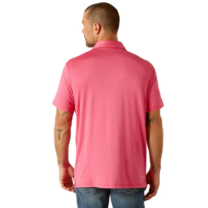 'Ariat' Men's Charger 2.0 Fitted Polo - Pink Pulse