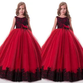 Attractive  Tulle & Lace Scoop Full Length Ball Gown Flower Girl Dresses With Lace Appliques & Beadings,FGY0172