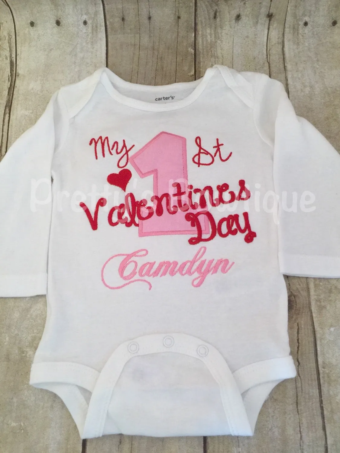 Baby Girls My 1st Valentine's Day Shirt or bodysuit -- First Valentine's Day personalized shirt, legwarmers and headband