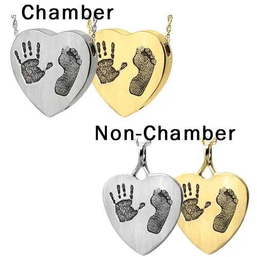 B&B Two Footprints/Handprints Heart Pendant