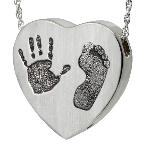 B&B Two Footprints/Handprints Heart Pendant