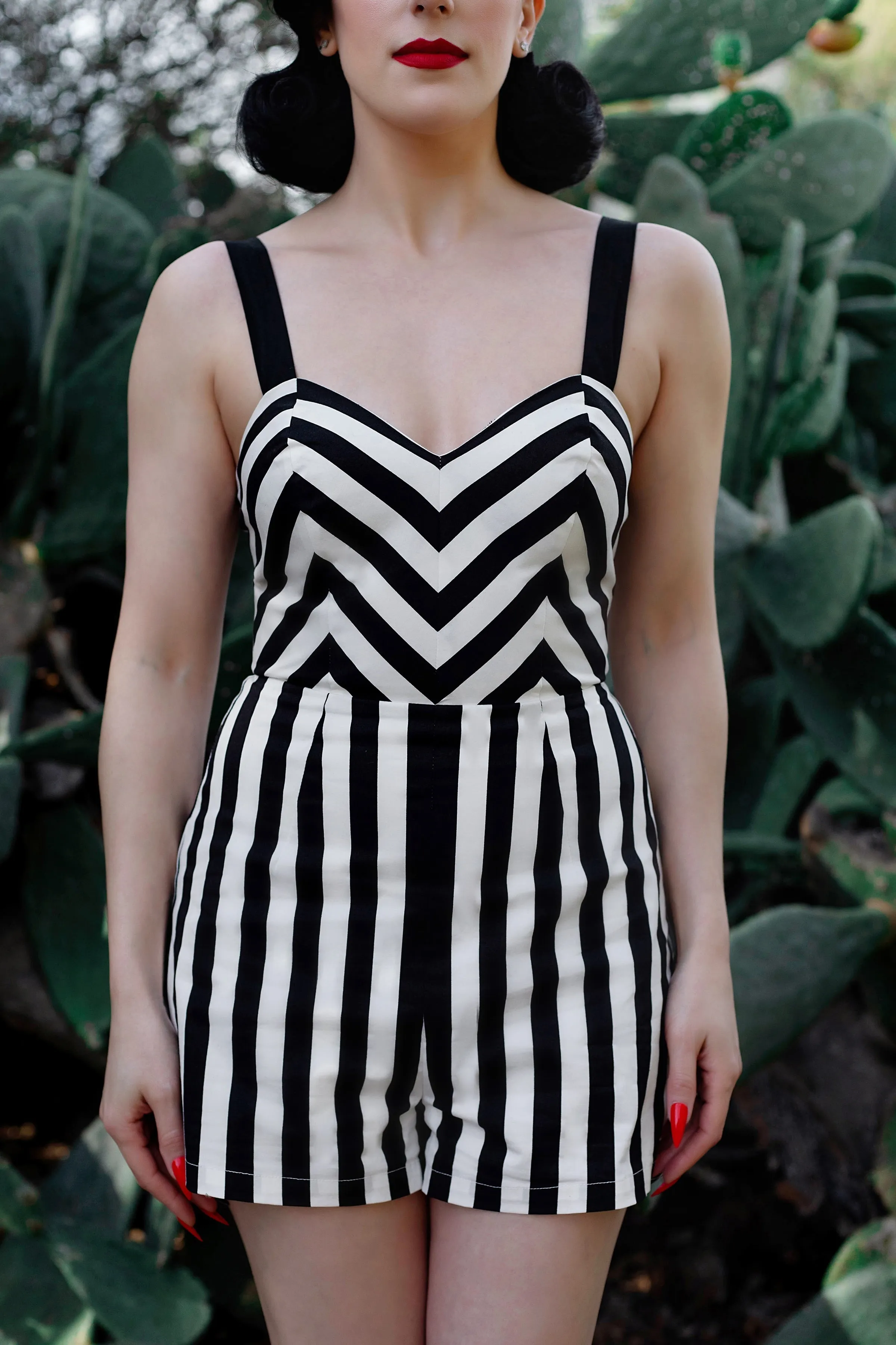 Beach Striped Romper   Swing Skirt