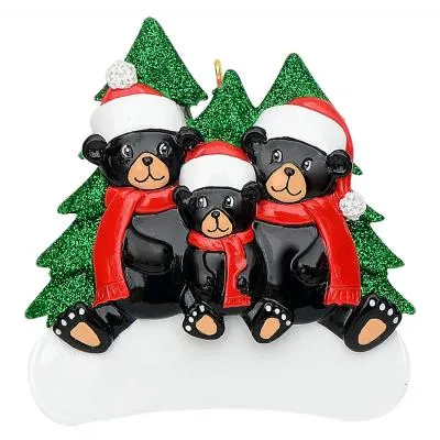 Bear Family - Polyresin Christmas Ornaments