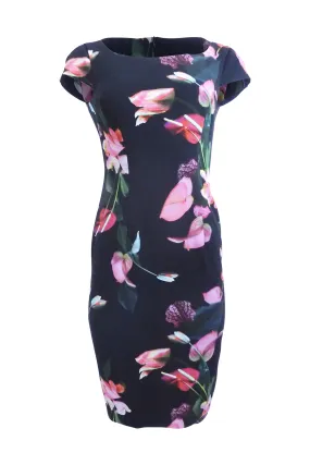 Black Dress With Pink Printed Flowers