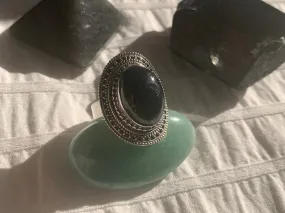 Black Tourmaline Rhona Ring - Oval (US 9)