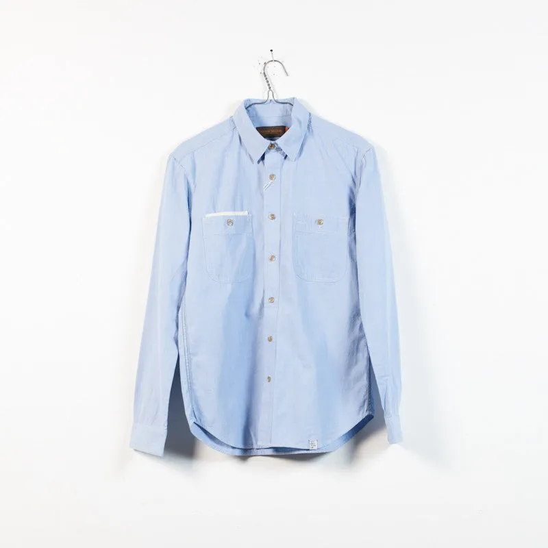 blue chambray tab collar shirt