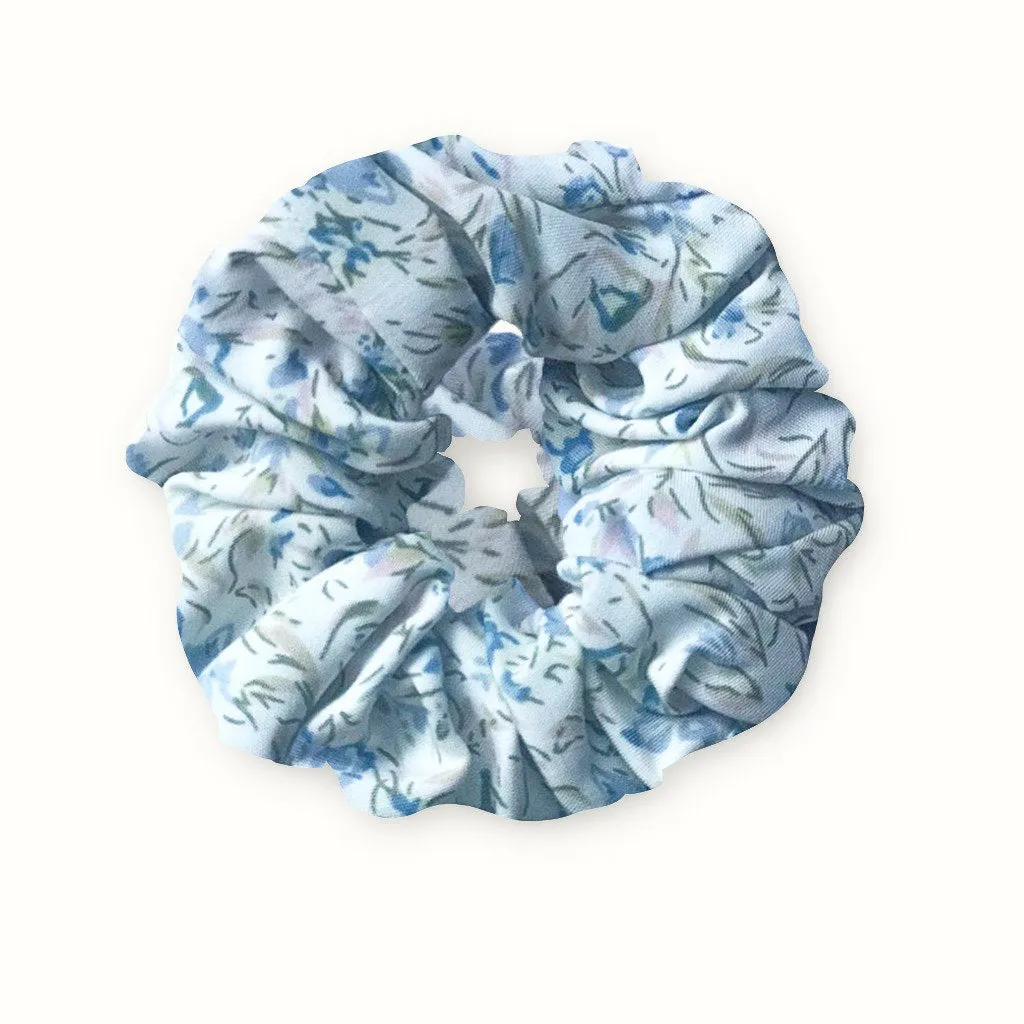 Blue Floral Scrunchie