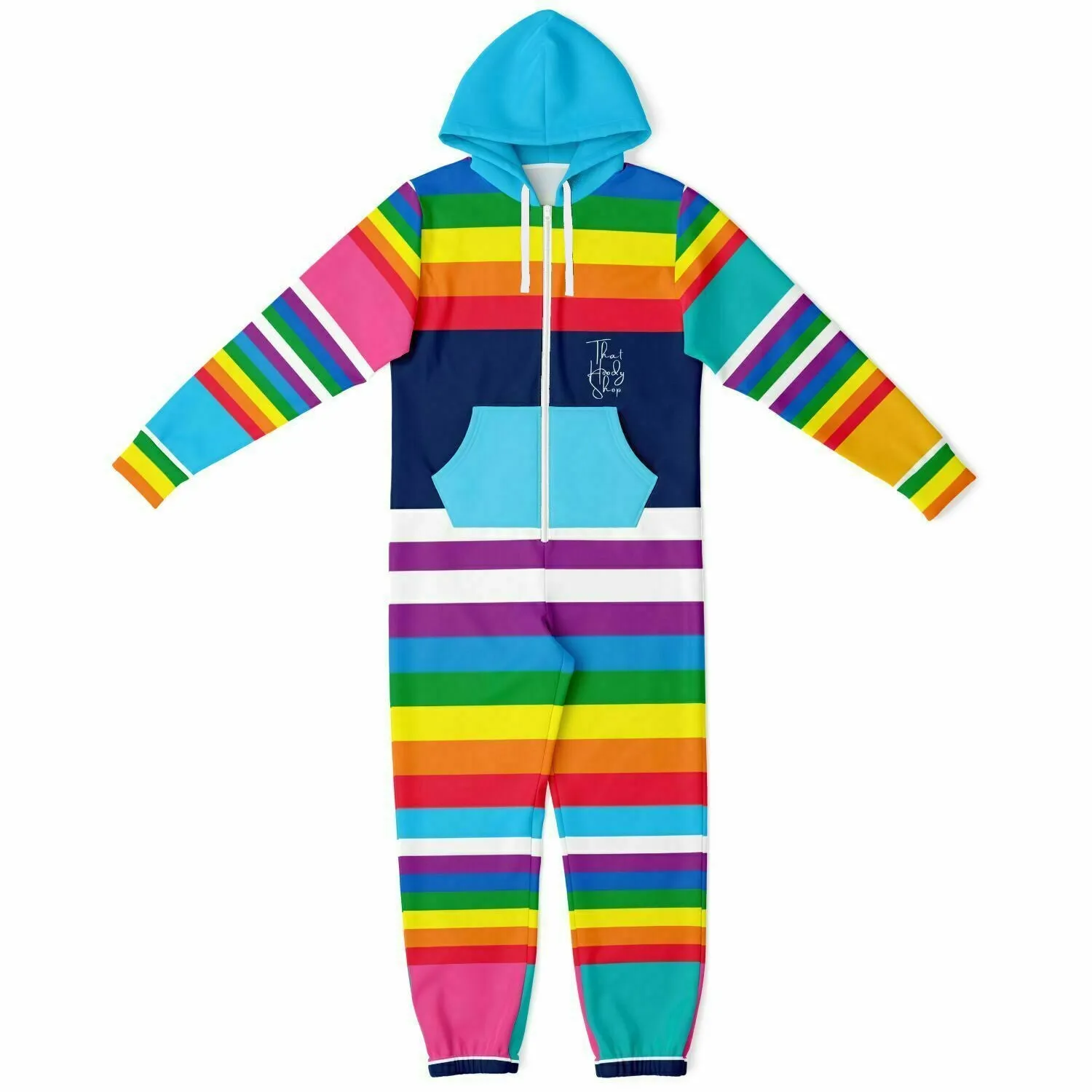 Blue Horizon Rainbow Stripe Fleece Unisex Romper