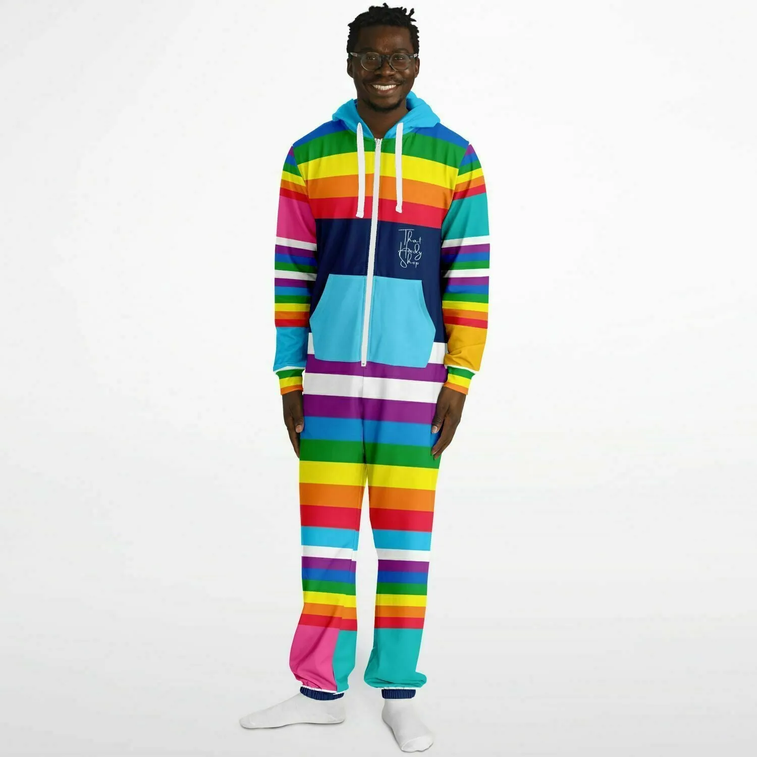 Blue Horizon Rainbow Stripe Fleece Unisex Romper