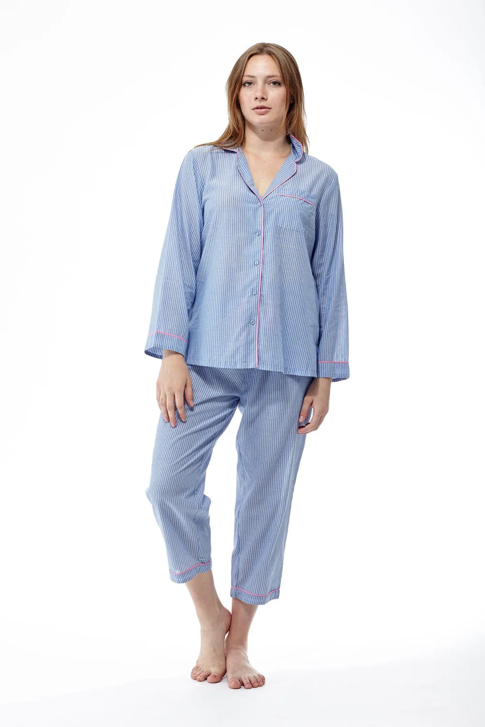 Blue Striped Plus Size Pajamas