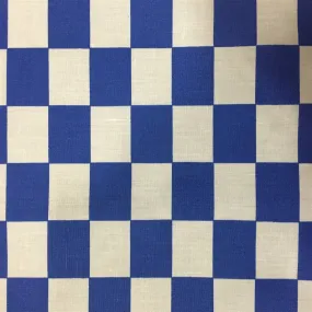 Blue White Checkered Poly Cotton Fabric