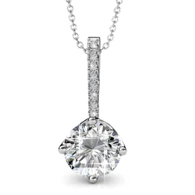 Blythe Amity 18k White Gold Plated Simulated Diamond Solitaire Crystal Pendant Necklace