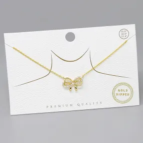 Bow Ribbon Pendant Gold Dipped Necklace