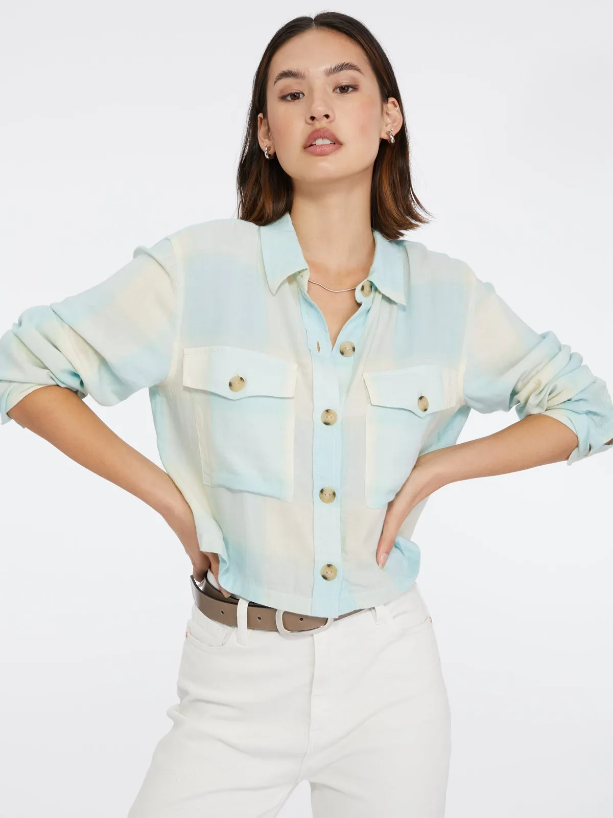 Boyfriend Crop Shirt | Purewater Plaid