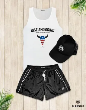 Bundle 3 - Black Mens Swimming Shorts   Black Hat   Tank Top MD932