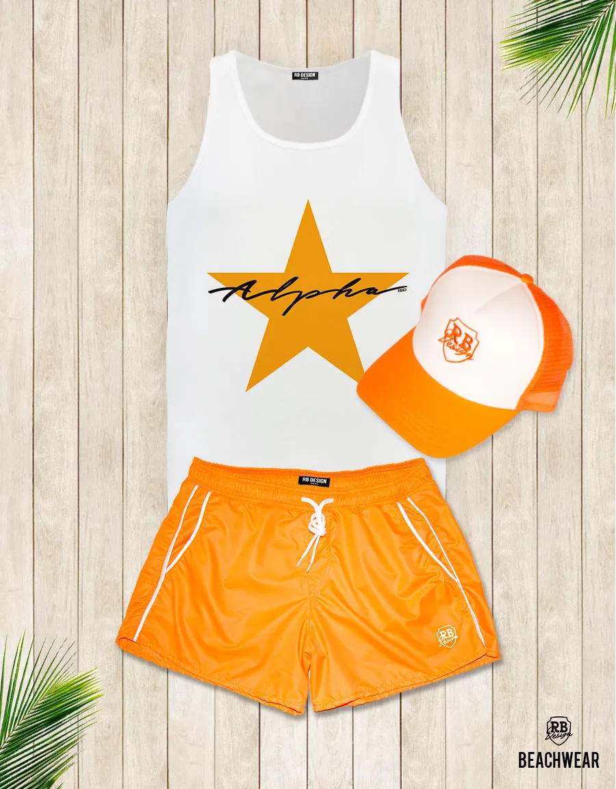 Bundle 3 - Orange Beach Shorts   Orange Hat   Tank Top MD885