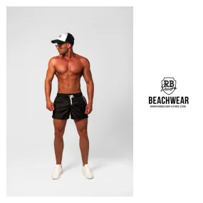 Bundle Black Mens Swimming Shorts   Black/White Hat BW01BWH