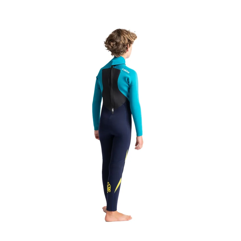 C-Skins Legend Junior 5/4/3mm Kids Wetsuit - Slate, Ocean Teal & Aurora Yellow