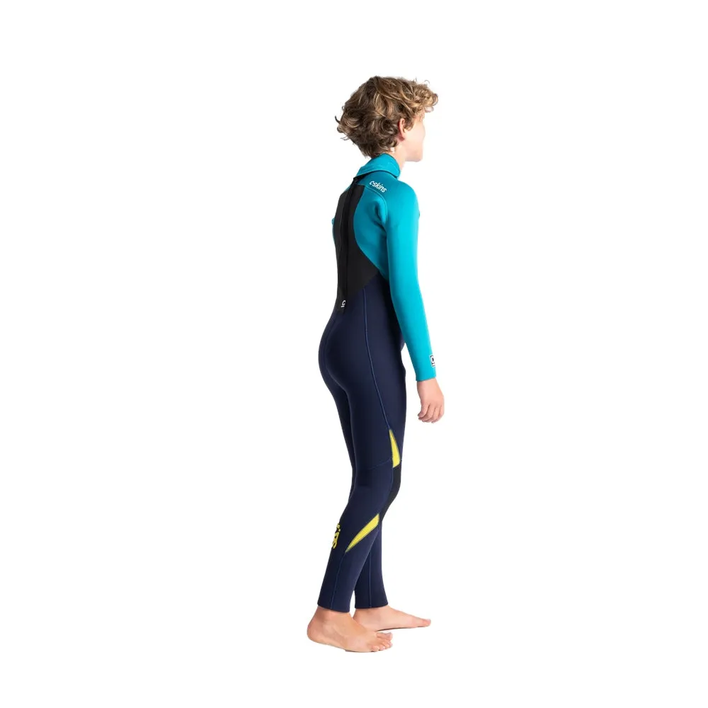 C-Skins Legend Junior 5/4/3mm Kids Wetsuit - Slate, Ocean Teal & Aurora Yellow