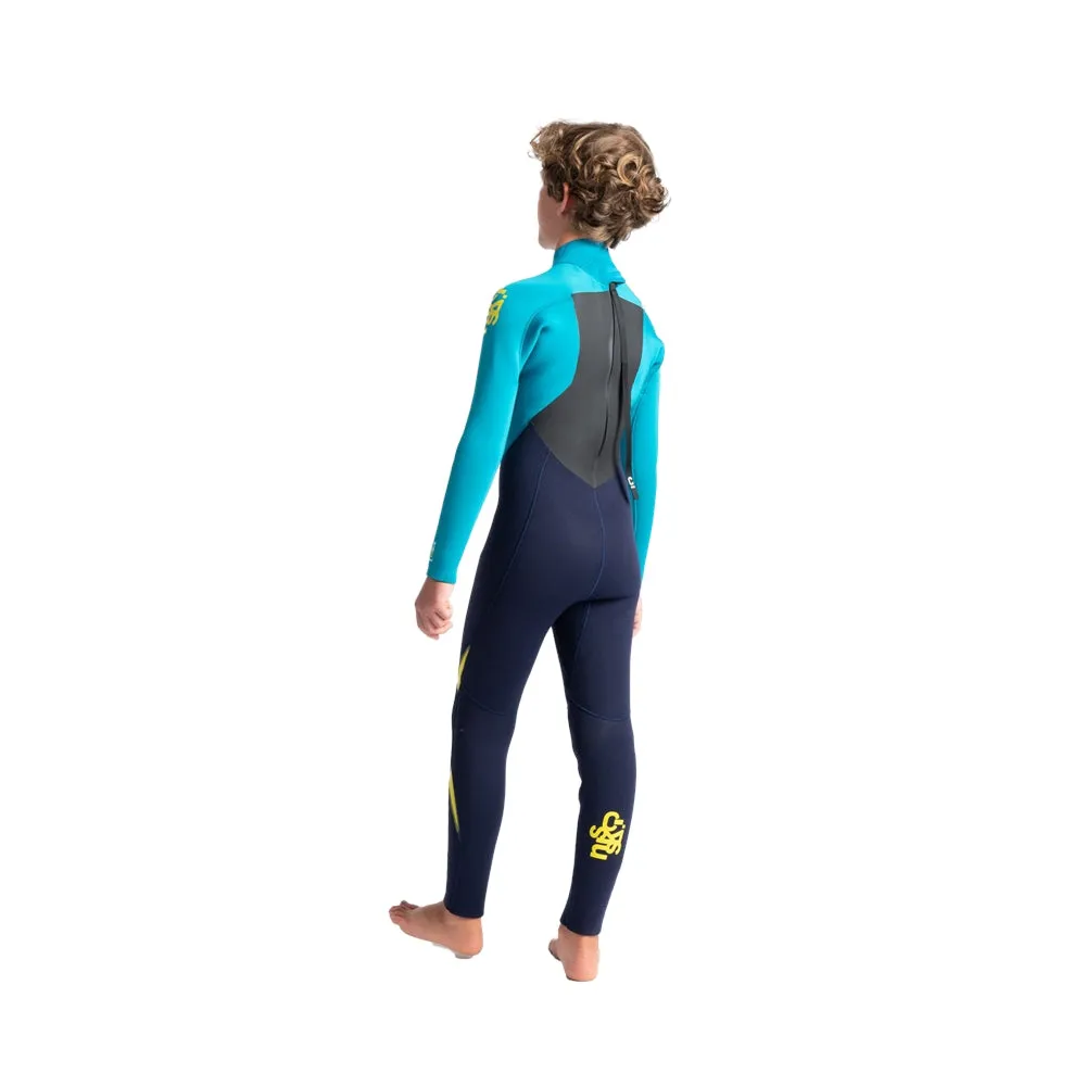 C-Skins Legend Junior 5/4/3mm Kids Wetsuit - Slate, Ocean Teal & Aurora Yellow