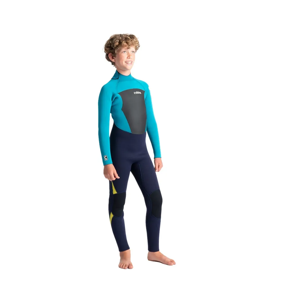 C-Skins Legend Junior 5/4/3mm Kids Wetsuit - Slate, Ocean Teal & Aurora Yellow