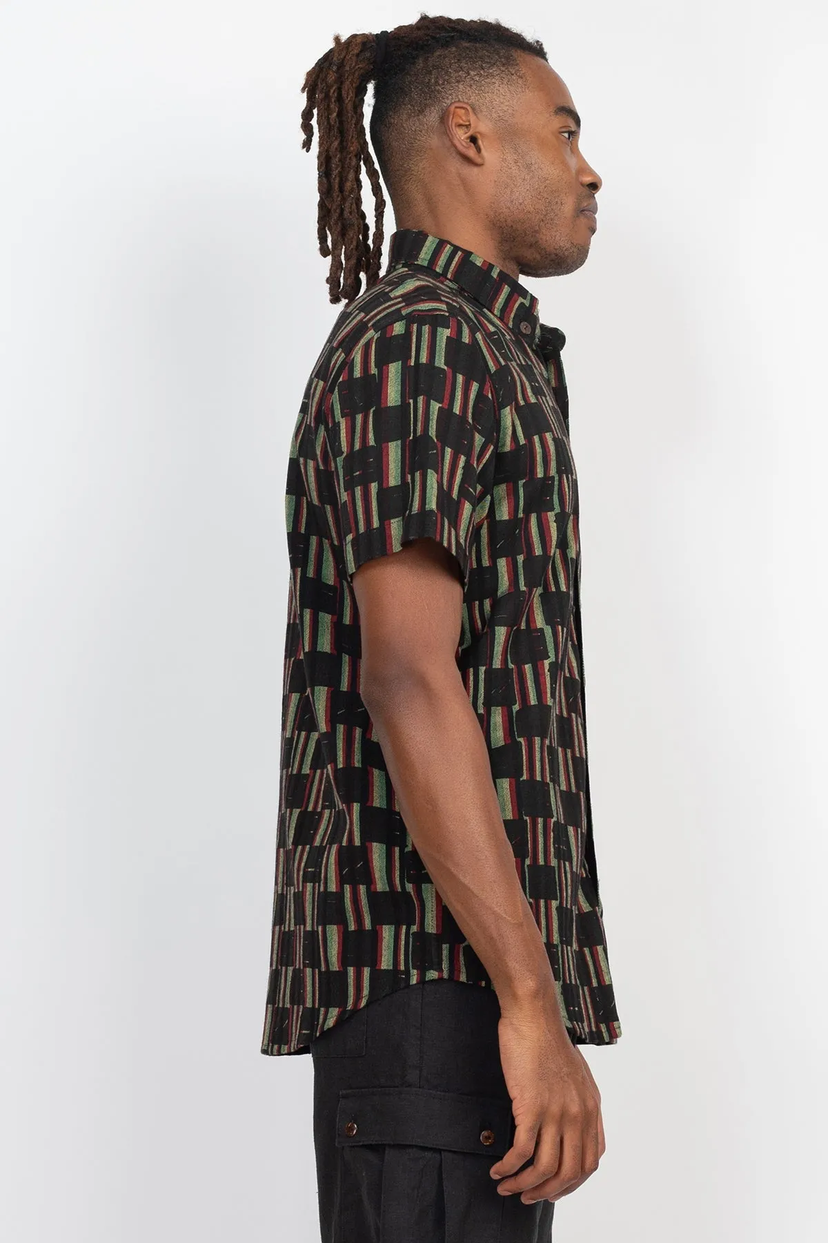 Checkered Rasta Button Down Shirt