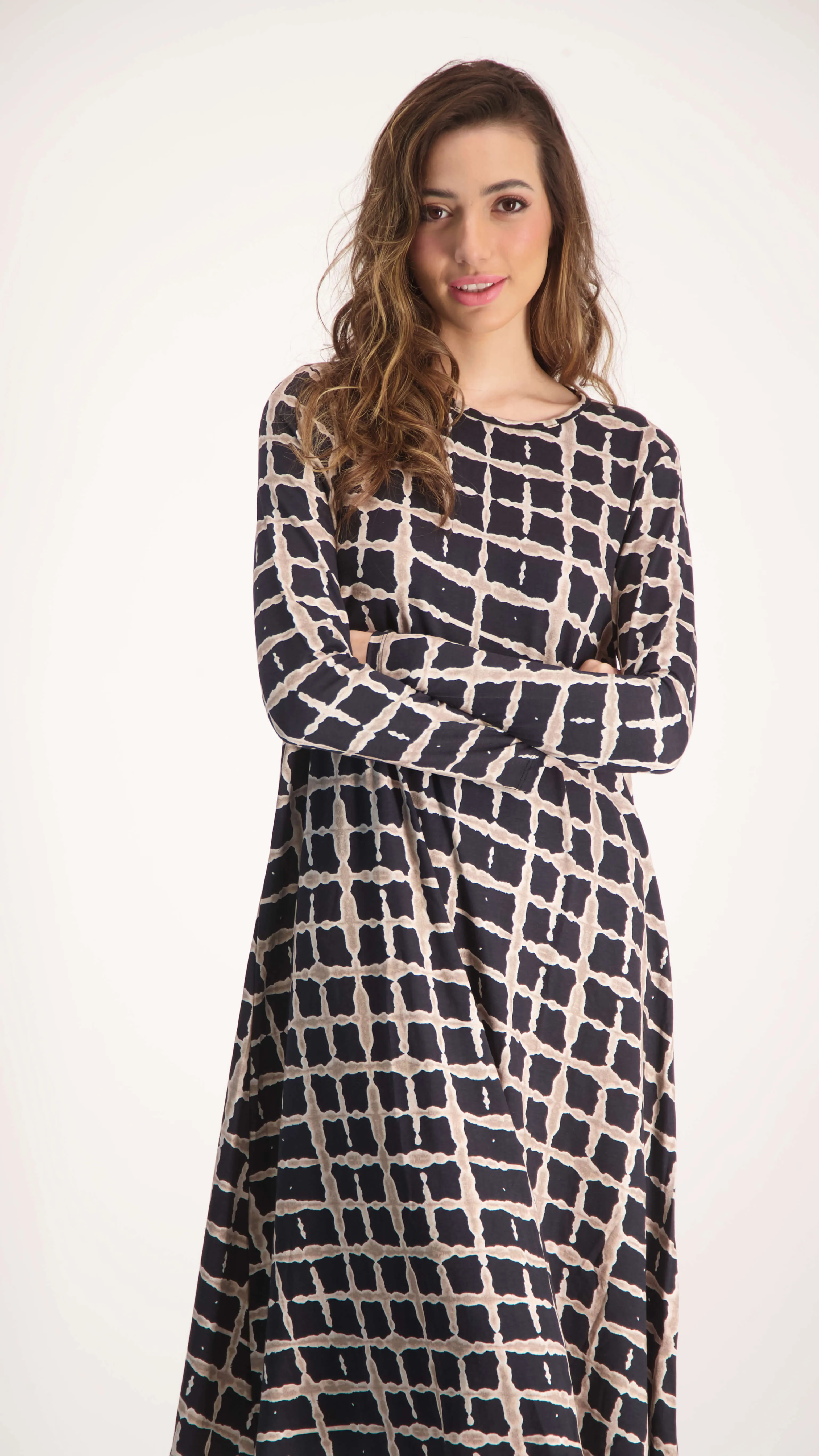 Collection Dress / Black & Beige Squares