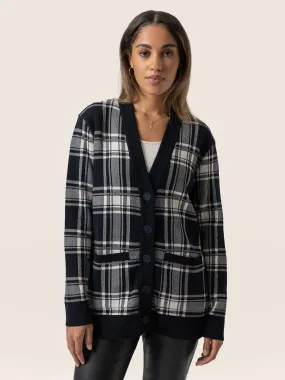 College Cardigan - Navy/ Cream Check