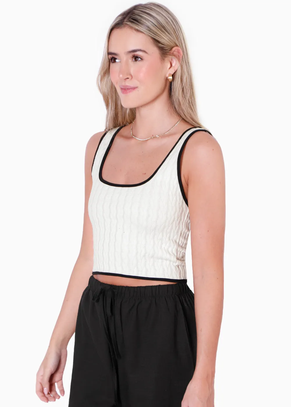 Crop top de tiras con sesgos en contraste - CLOTILDE