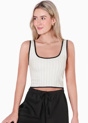 Crop top de tiras con sesgos en contraste - CLOTILDE