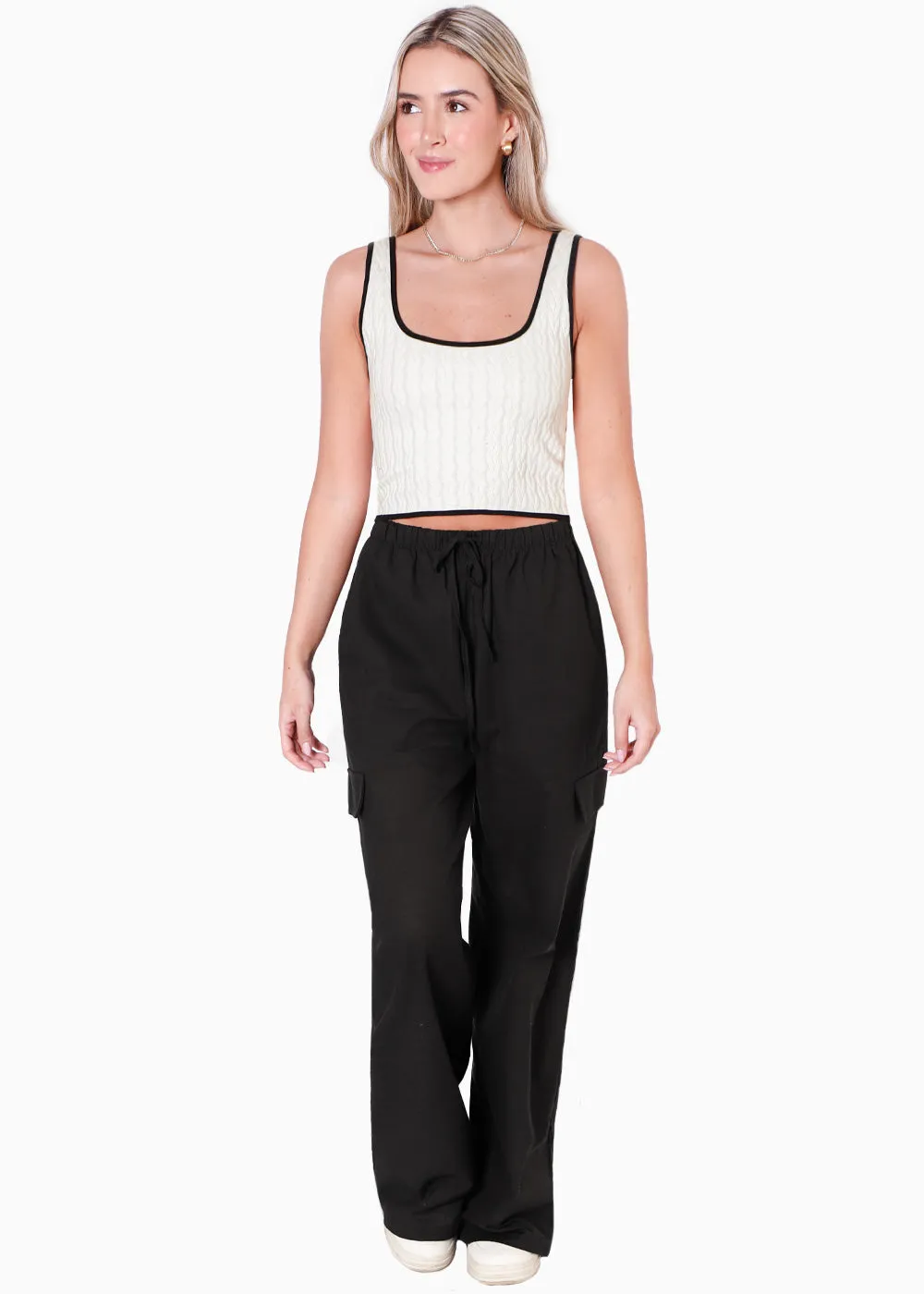 Crop top de tiras con sesgos en contraste - CLOTILDE