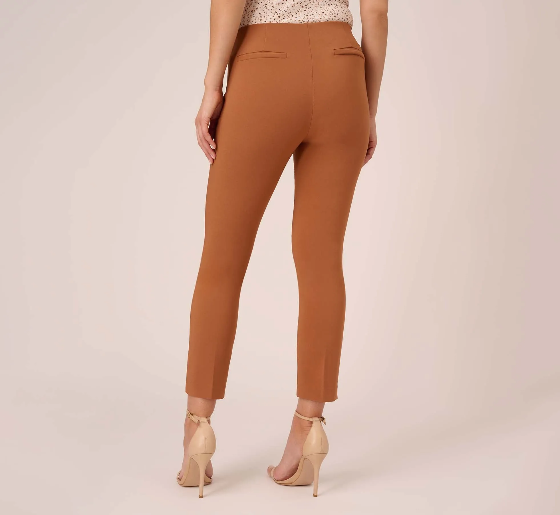 Cropped Pull-On Pant With Tailored Details In Terracotta