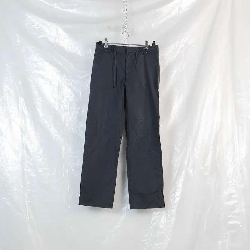 drawstring waist coated trousers