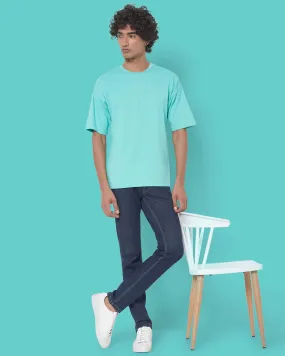 Drop Shoulder Crew Neck: Robin Egg Blue