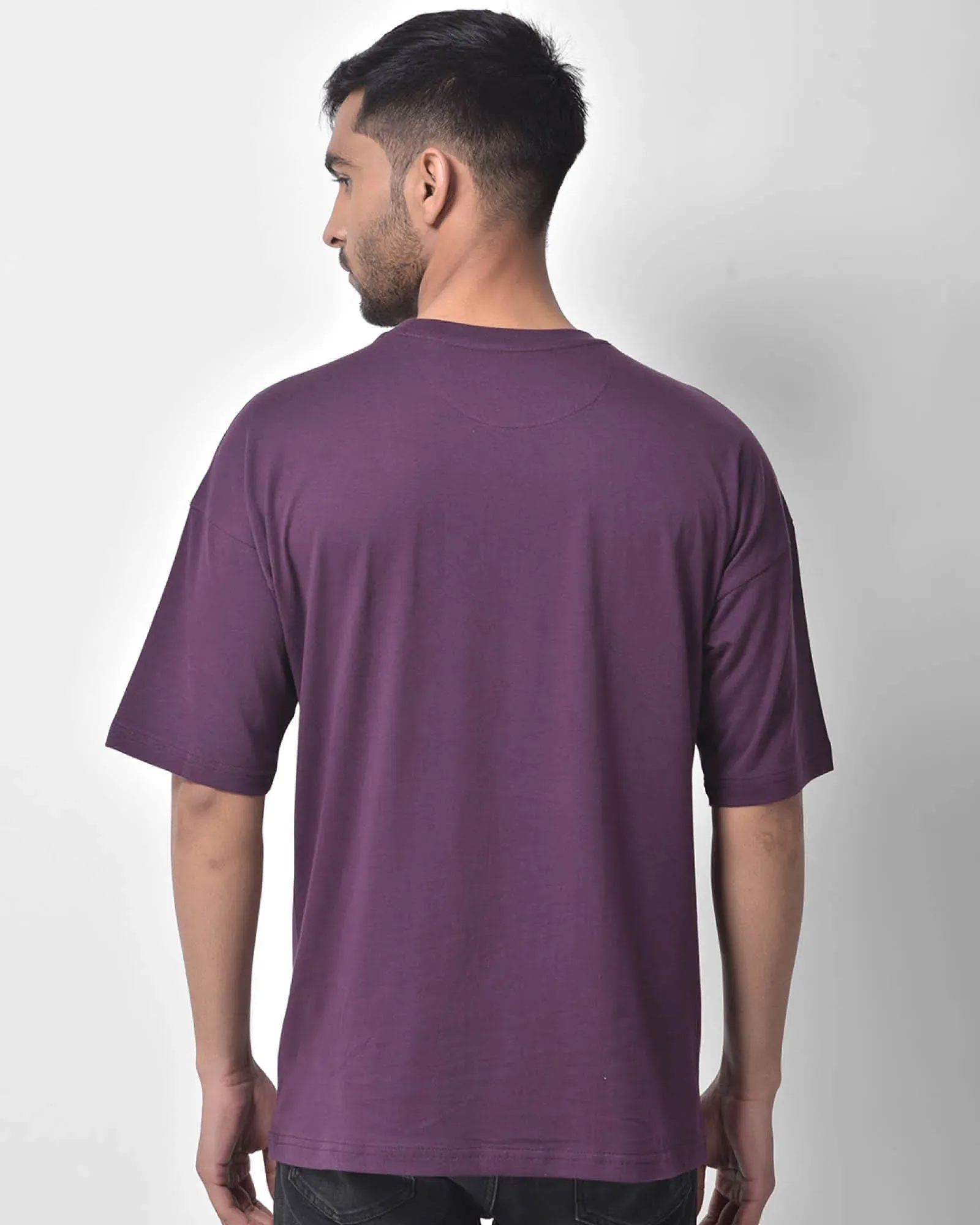 Drop Shoulder Crew Neck: Wine