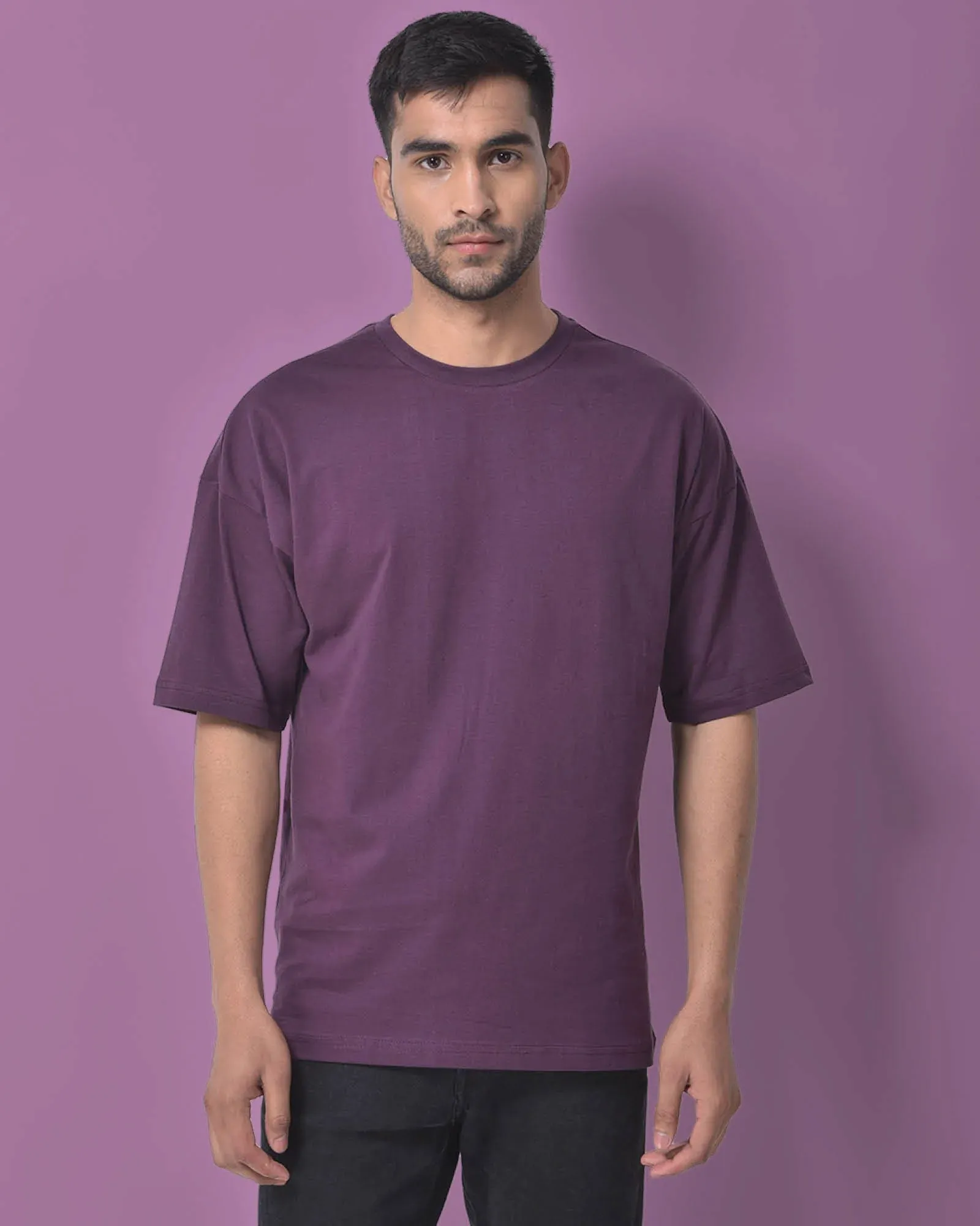 Drop Shoulder Crew Neck: Wine