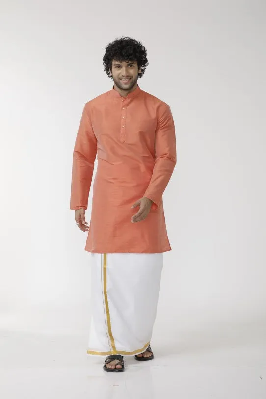 Ethnix - Orange Long Kurta for Men | Uathayam