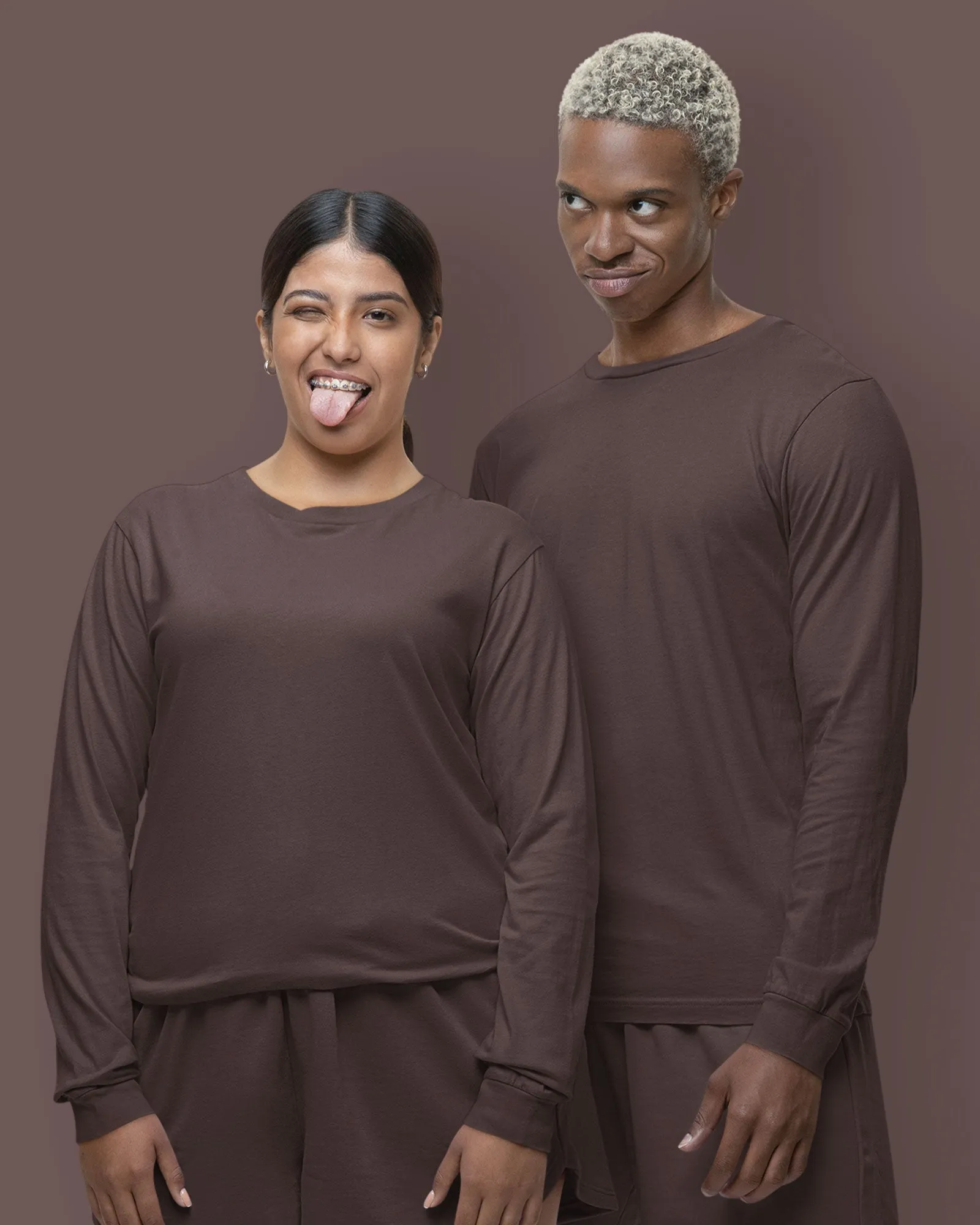 Full Sleeves Crew Neck: Chocolate