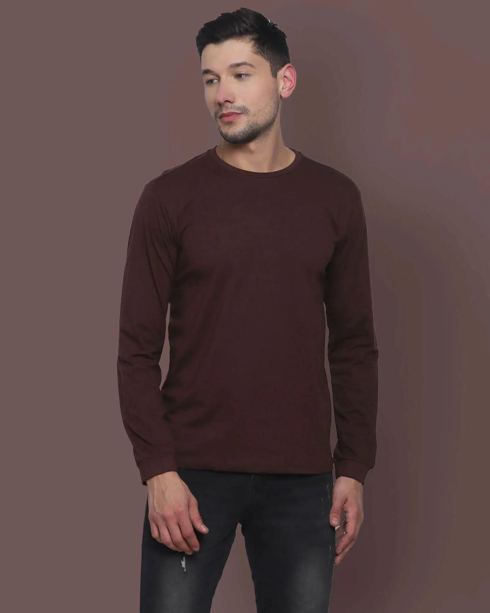 Full Sleeves Crew Neck: Chocolate