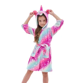 Galaxy Starry Sky Unicorn Kids Bathrobe