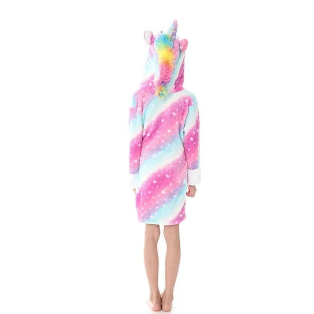 Galaxy Starry Sky Unicorn Kids Bathrobe